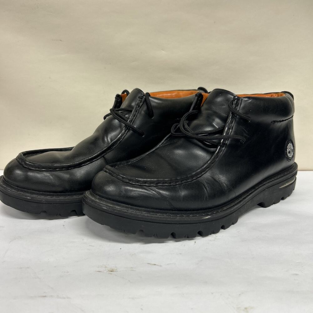 Timberland 17004 Mens Black Leather Moc Toe Chukka Lug Sole Boots 12 M